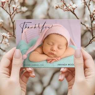 Pink Baby Thank You Card with Photo Postcard