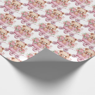 Pink Baby Toddler Teddy Bear Gift Wrapping Paper