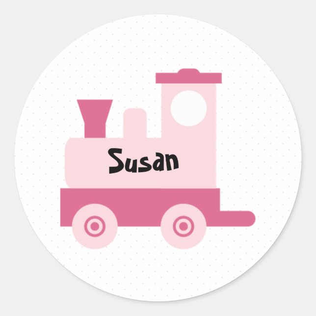 Pink Baby Toy Train Round Sticker (Front)