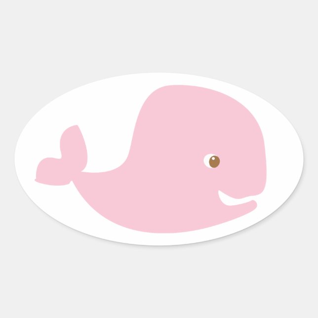 Pink Baby Whale - Its a Girl Oval Sticker (Front)