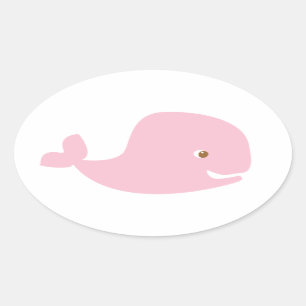 Pink Baby Whale - Its a Girl Oval Sticker