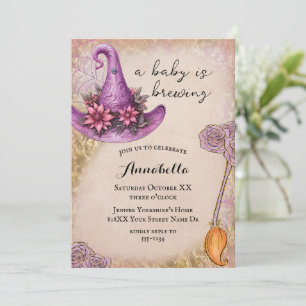 Pink Baby Witch Halloween Baby Shower Invitation