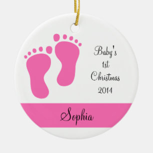 Pink Baby's 1st Christmas Ceramic Tree Decoration