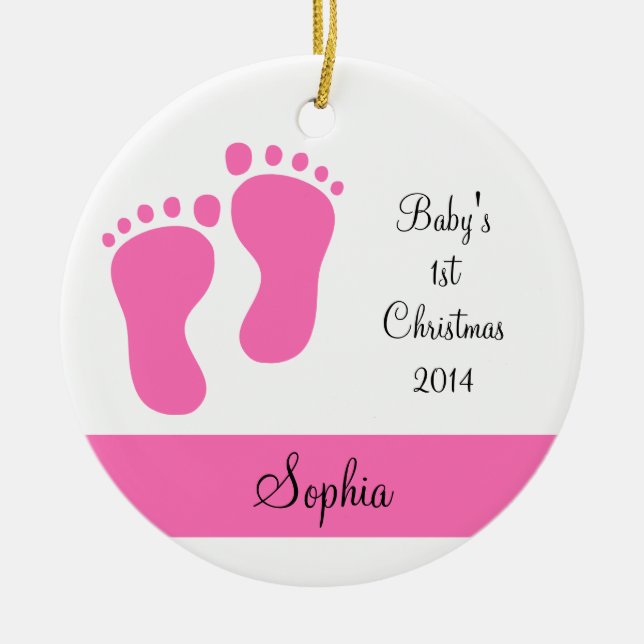 Pink Baby's 1st Christmas Ceramic Tree Decoration (Front)