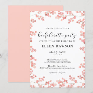 Pink Baby's Breath Floral Bachelorette Party Invitation