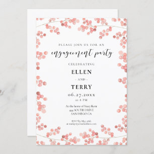 Pink Baby's Breath Floral Engagement party Invitation