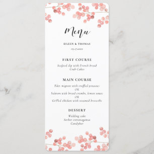 Pink Baby's breath Floral wedding menu card