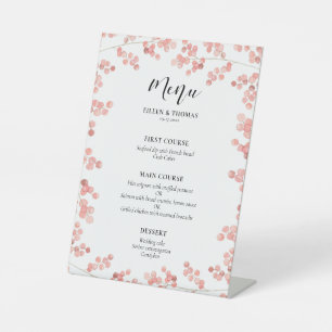 Pink Baby's Breath Floral wedding menu Pedestal Sign