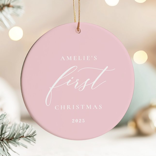 Pink Baby's First Christmas Photo Ornament (Creator Uploaded)