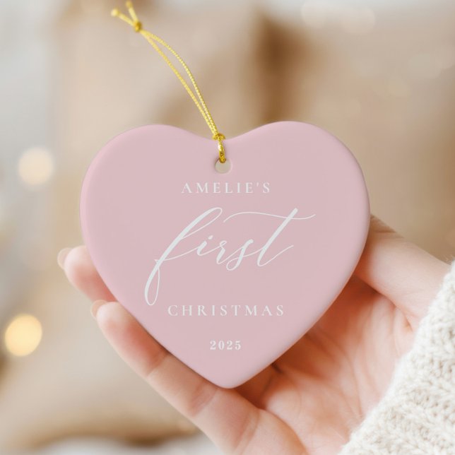 Pink Baby's First Christmas Photo Ornament (Creator Uploaded)
