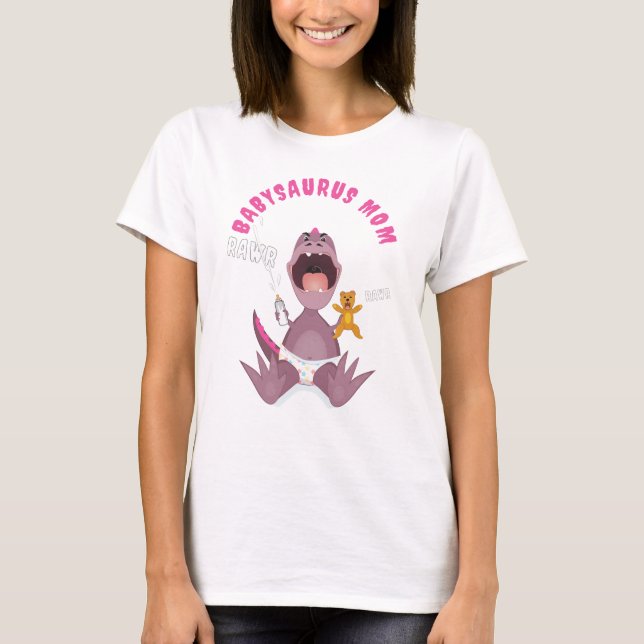 Pink Babysaurus Mum T-rex  T-Shirt (Front)