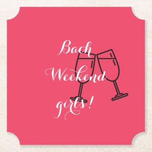 pink bachelorette  paper coaster