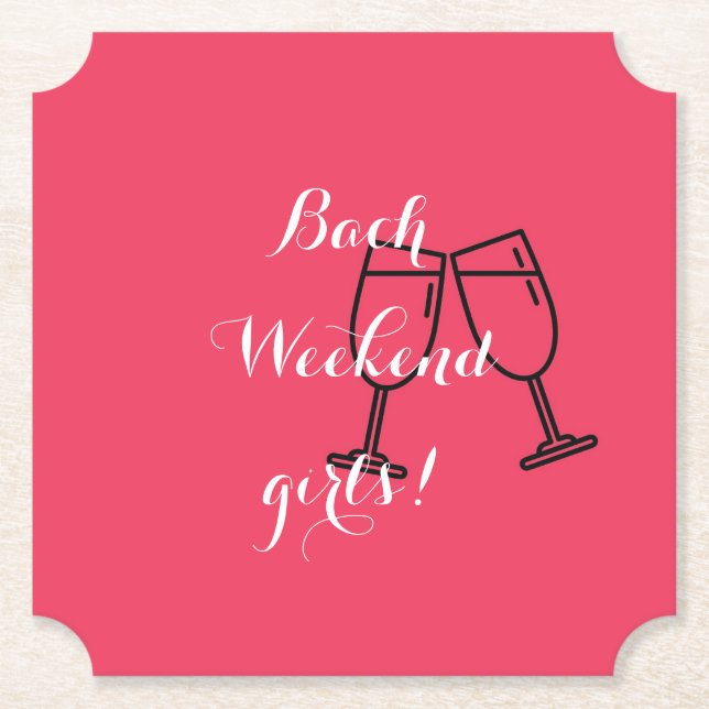pink bachelorette  paper coaster (Front)