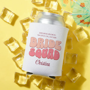 Pink Bachelorette Party Bride Squad Bridesmaid Can Cooler