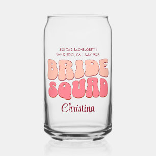 Pink Bachelorette Party Bride Squad Bridesmaid Can Glass
