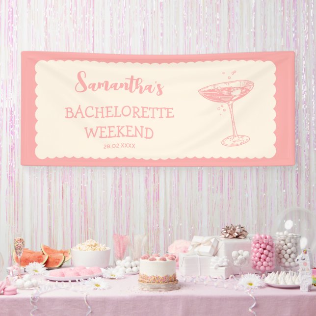 Pink Bachelorette Party Cocktail Bridal Shower Banner (Party)