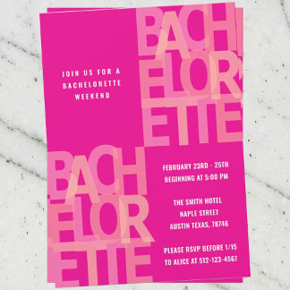 Pink Bachelorette Party Invitations