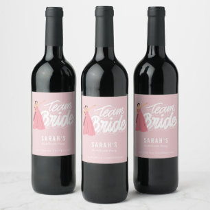 Pink Bachelorette Party Team Bride Bridesmaid Wine Label