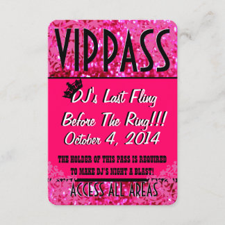 Pink Bachelorette Party VIP PASS Invitation