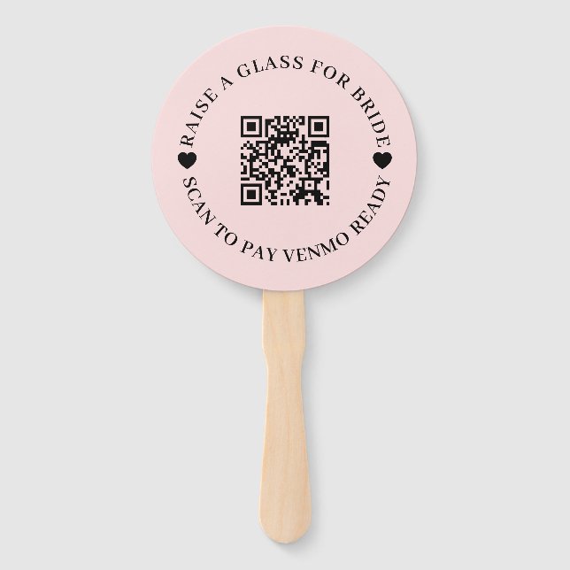 Pink Bachelorette QR Bride Design Hand Fan (Front)