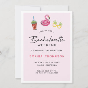 Pink Bachelorette Weekend Palm Beach Invitation