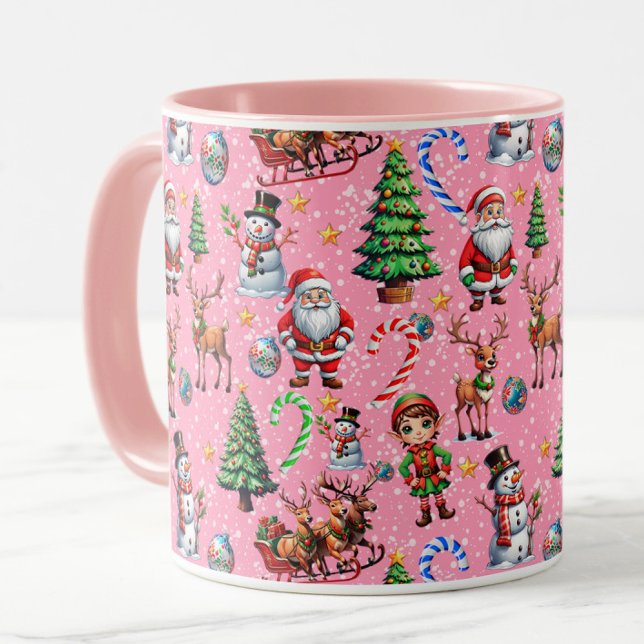 Pink Background Christmas Decorative Pattern Mug (Creator Uploaded)