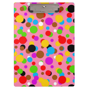 Pink Background Colourful Polka Dots Clipboard
