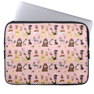 pink background dogs pattern. laptop sleeve