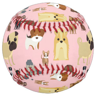 pink background dogs pattern. softball