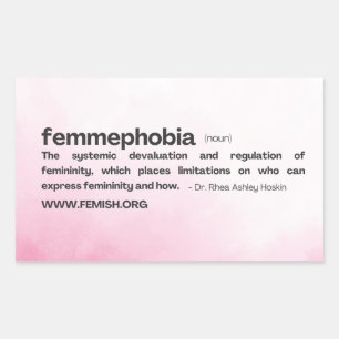 Pink Background FEMMEPHOBIA Definition Rectangular Sticker