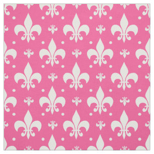 Pink Background Fleur-de-lis Pattern Design Fabric