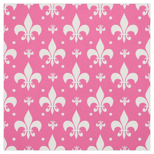 Pink Background Fleur-de-lis Pattern Design  Fabric (Swatch)