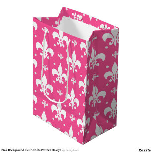 Pink Background Fleur-de-lis Pattern Design Medium Gift Bag