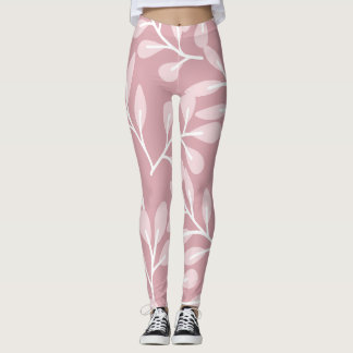 Pink Background, Floral Leggings