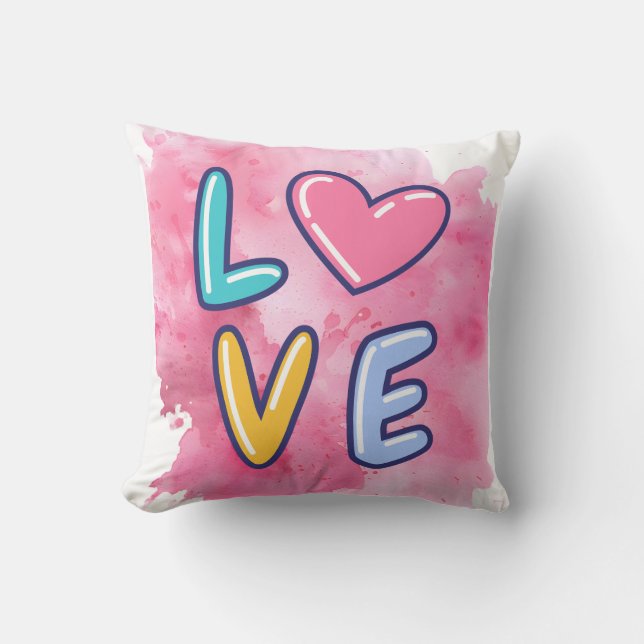 Pink Background Love Design Cushion (Front)