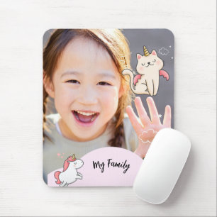 Pink background & sweet girl mouse mat