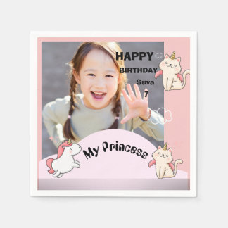 Pink background & sweet girl napkin