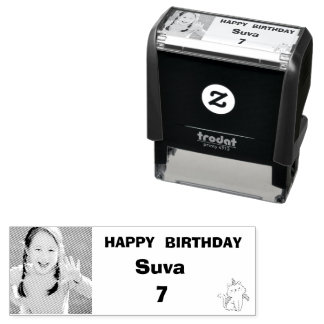 Pink background & sweet girl self-inking stamp