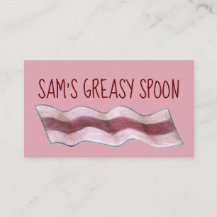 Pink Bacon Slice Restaurant Breakfast Diner Food Business Card