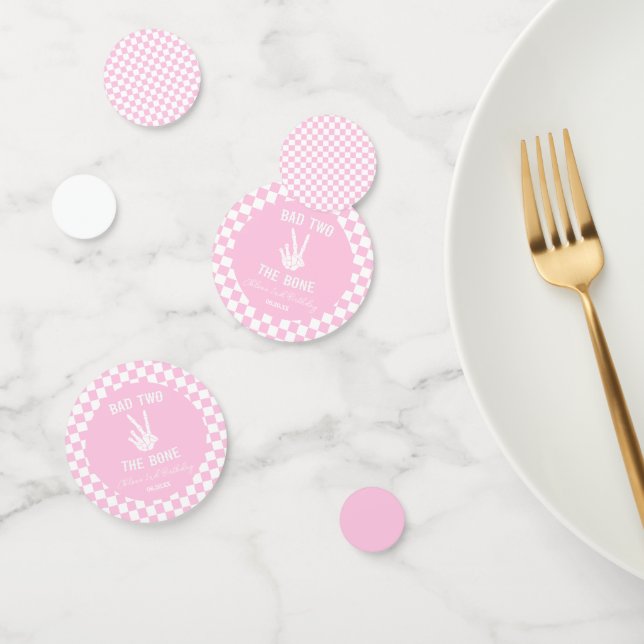 Pink Bad Two The Bone Skeleton 2nd Birthday Party Confetti (Group)