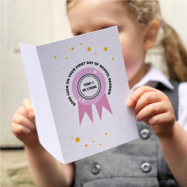 Pink Badge Today I Am Strong Back To School Luck Card (Creator Uploaded)