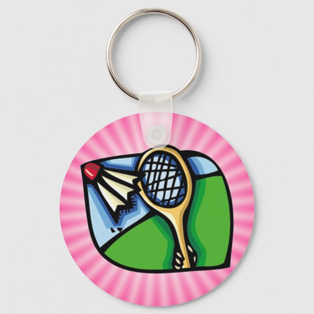 Pink Badminton Key Ring (Front)
