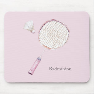 Pink Badminton Sports Mouse Mat
