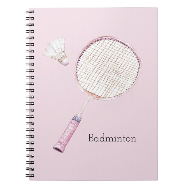 Pink Badminton Sports Notebook (Front)