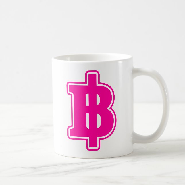 PINK BAHT SIGN ฿ Thai Money Currency ฿ Coffee Mug (Right)