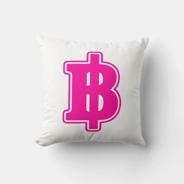 PINK BAHT SIGN ฿ Thai Money Currency ฿ Cushion (Front)