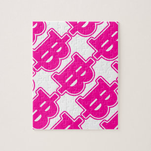 PINK BAHT SIGN ฿ Thai Money Currency ฿ Jigsaw Puzzle