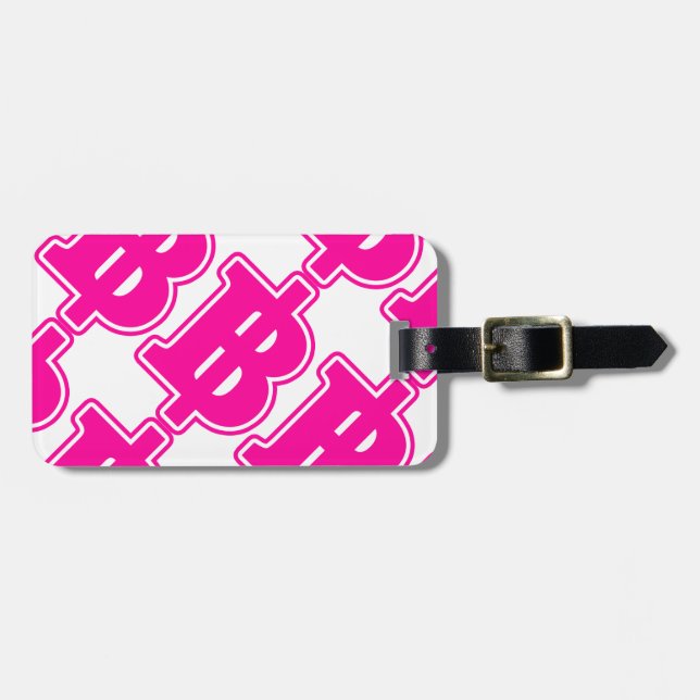 PINK BAHT SIGN ฿ Thai Money Currency ฿ Luggage Tag (Front Horizontal)