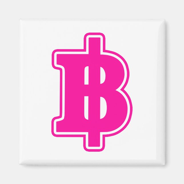 PINK BAHT SIGN ฿ Thai Money Currency ฿ Magnet (Front)