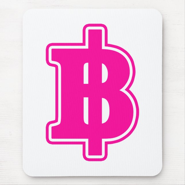 PINK BAHT SIGN ฿ Thai Money Currency ฿ Mouse Mat (Front)